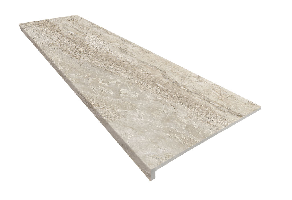 Ступень прямоугольная рядовая Exagres Marbles Travertino Peldano recto 120, 1200x330 мм, C3/R12 Anti-slip