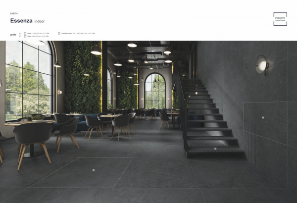 Ступень прямоугольная рядовая Exagres Essenza Grafite Peldano recto 120, 33x120x3см, C3/R12 Anti-slip